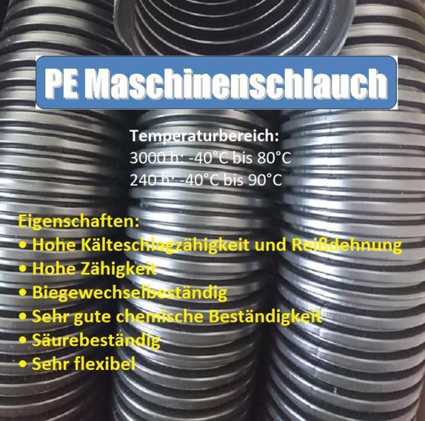 PE corrugated tubing as a flexible machine hose